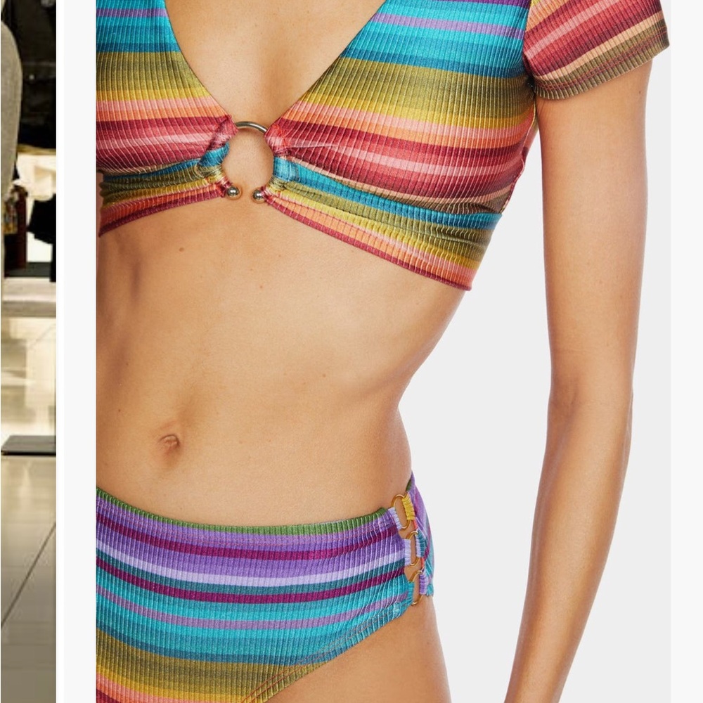 Robin Piccone Colorful Striped Bikini Top and bottom - Picture 2 of 7